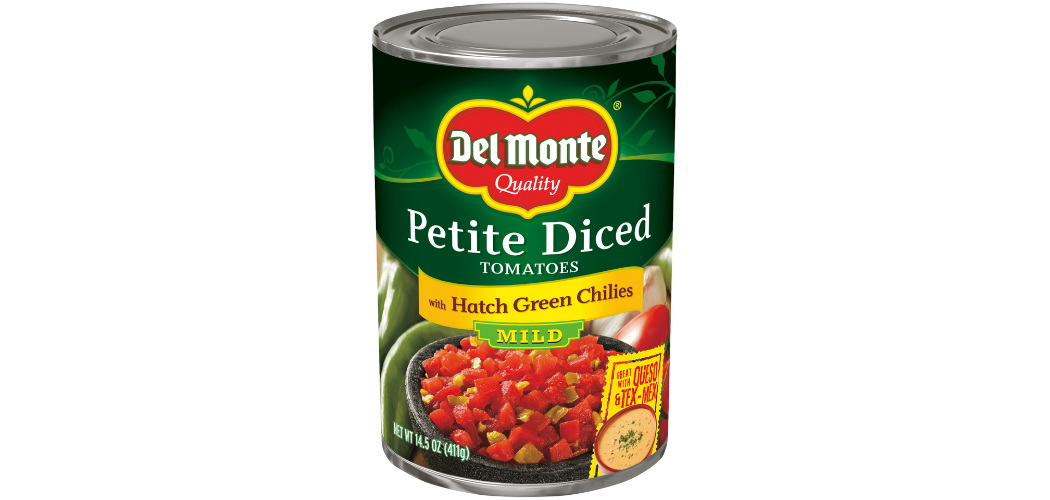 Petite Diced Tomatoes with Zesty Mild Green Chilies Del Monte®